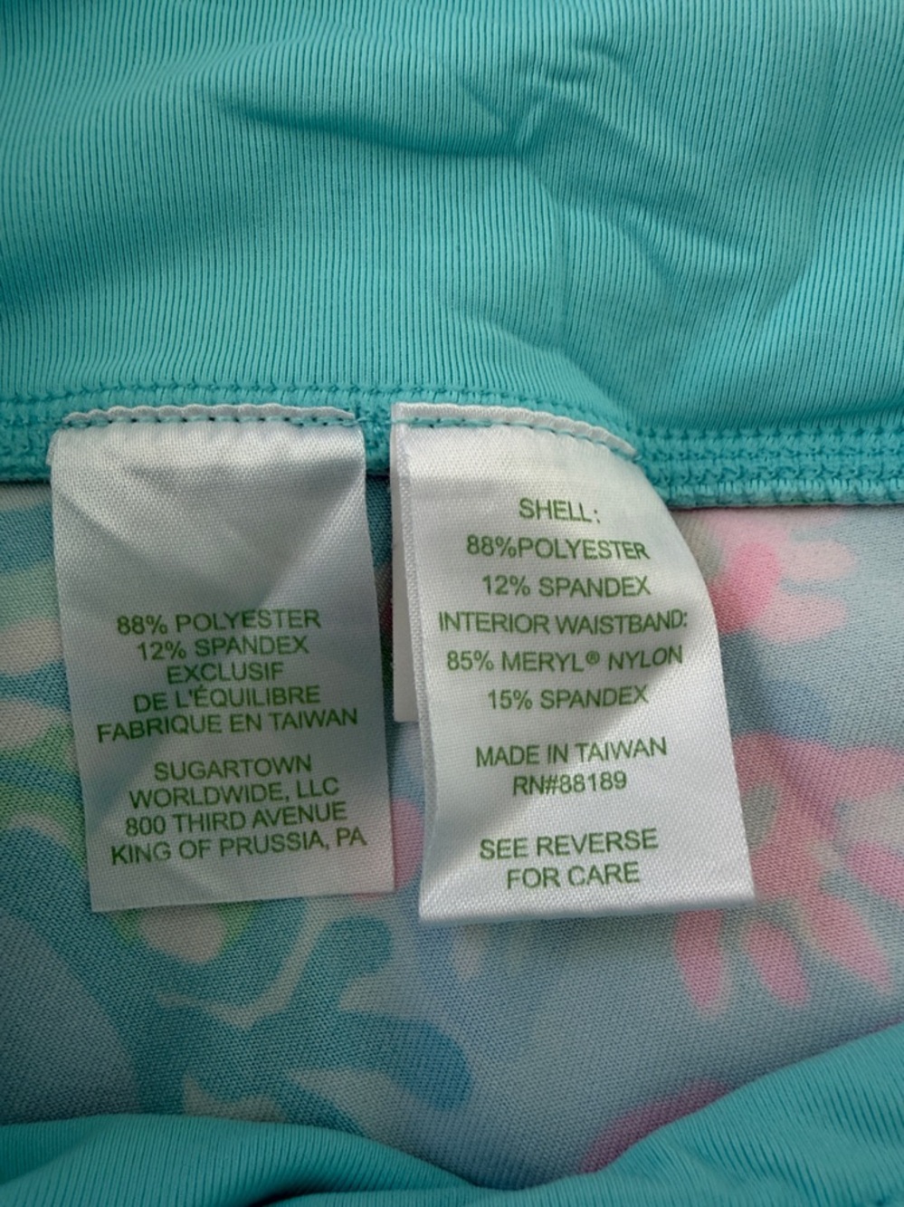 Lilly Pulitzer EUC hardly worn Bright Aqua Floral Workout Leggings - Picture 3 of 6